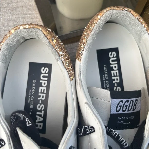 Golden Goose Women's White and Gold Glitter Sneakers - Picture 9 of 11